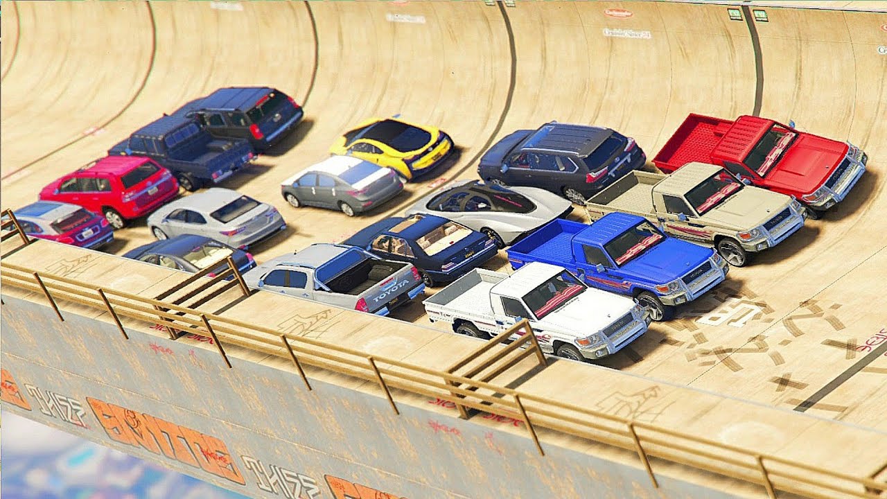 افضل تحدي النزلة قراند 5 مود منحدر تحديات السيارات والشاص سباق تحدي قيادة | GTA 5 Superheroes Stunt