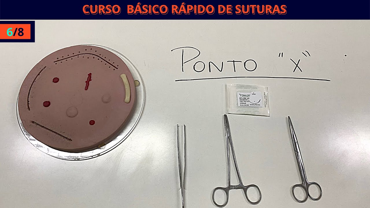 Curso B&aacute;sico R&aacute;pido de Suturas 06| Ponto hemost&aacute;tico(ponto &ldquo;X&rdquo;)