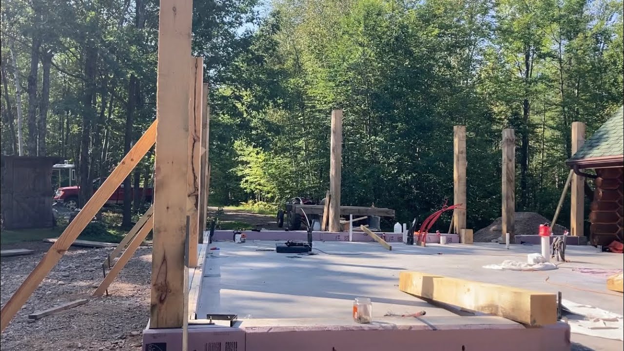 #165 Setting 8x8 Posts for Cordwood House Simple Timber Frame Home