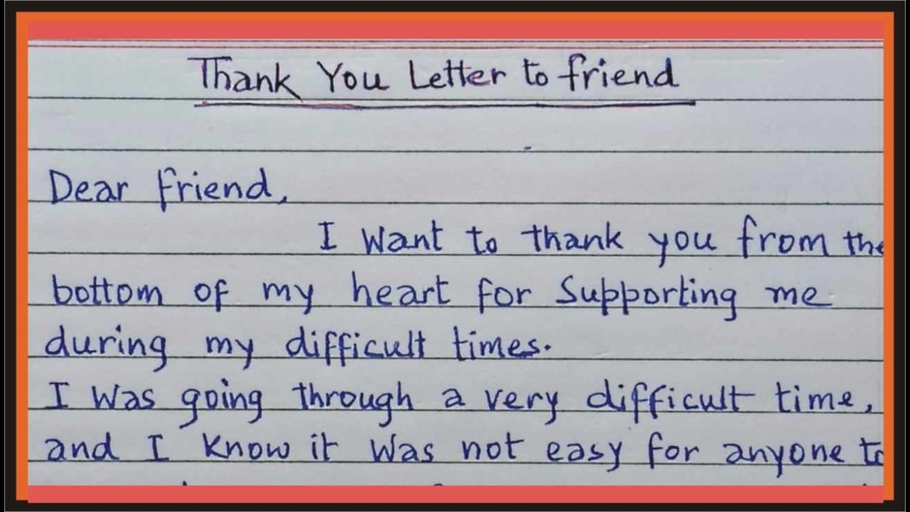 Thank you letter to a friend for help in difficult times