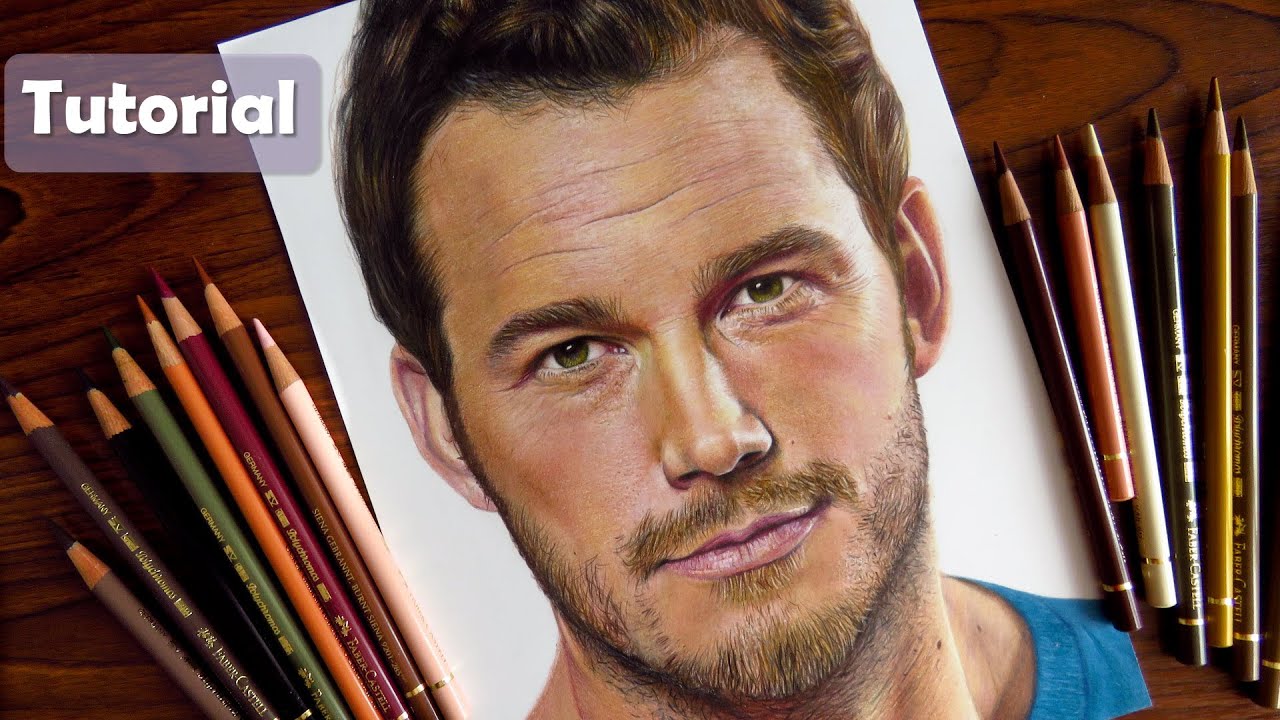 Rostro realista con colores Faber-Castell Polychromos - CHRIS PRATT