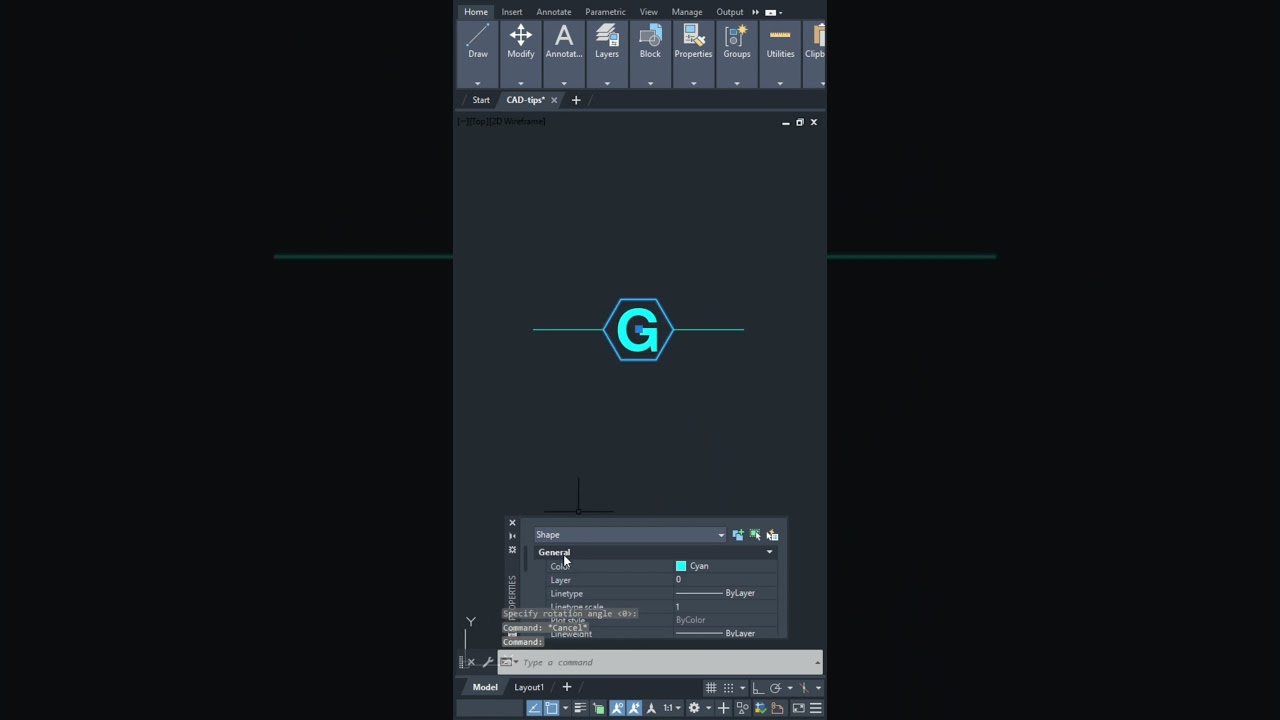AutoCAD Tips - 51 Custom Linetype with Shape and Text  #Shorts #autocad
