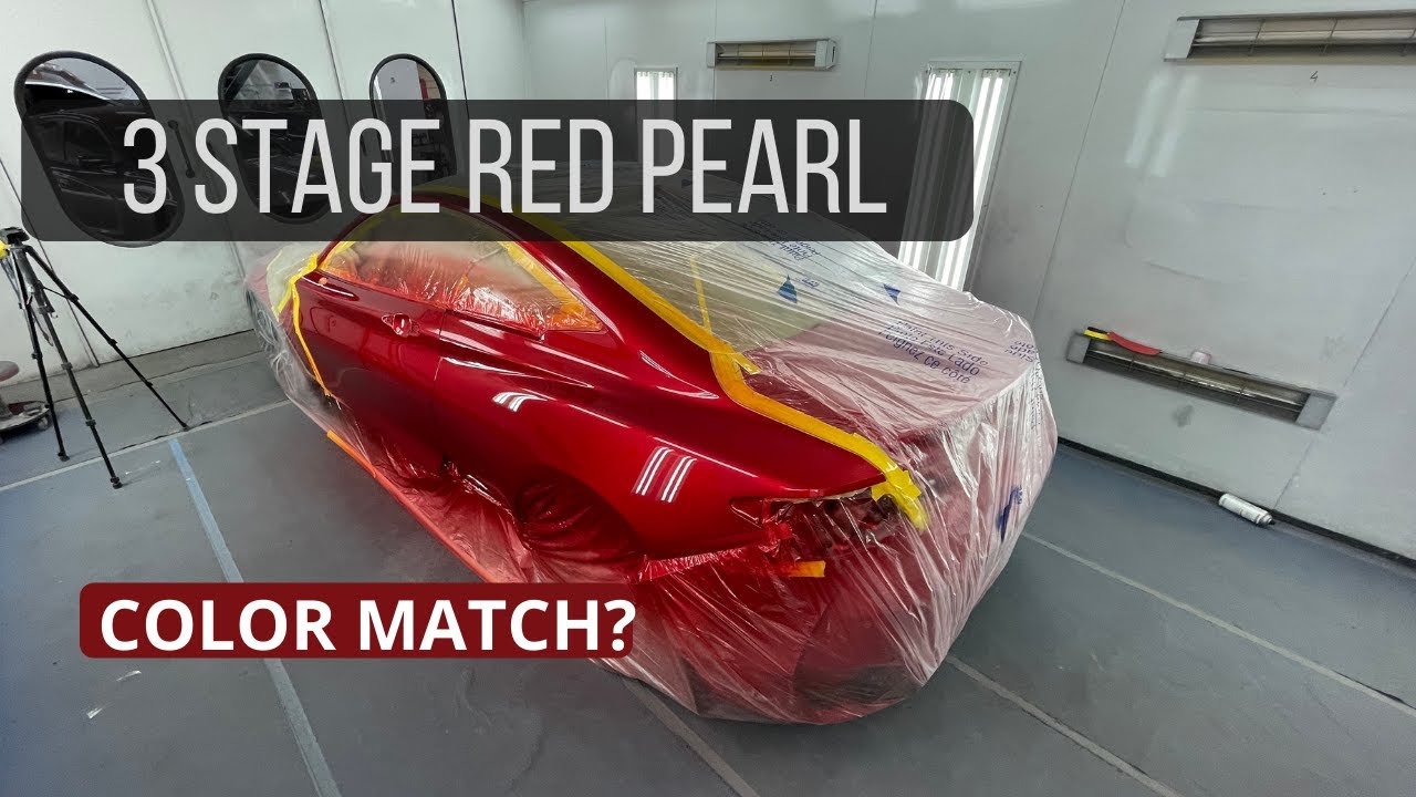 Трехэтапный подбор цвета и покраска Red Pearl — Infiniti Q60 2020 года