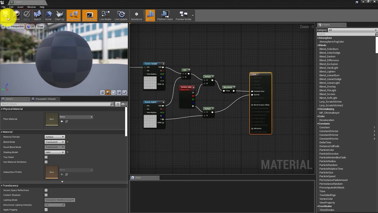 Unreal 4 Engine  - T11a   Flamethrower   Material and Flame Particle System