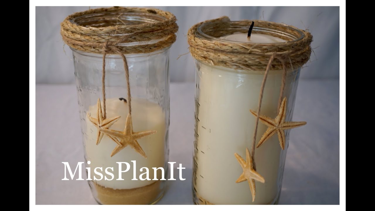 DIY: Mason Jar Sea Shell Candle Holders for Under $5.00!