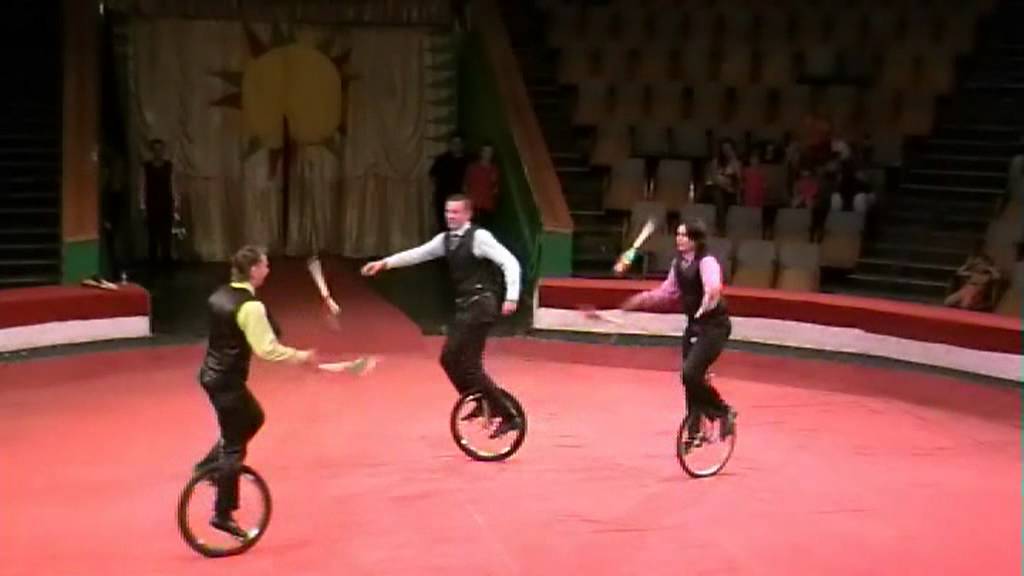 Circus jugglers on monocycles - Chugunovs family 2012-2013