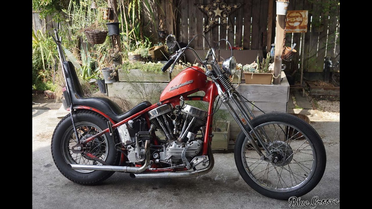 58`Panhead Survivor chopper fired up
