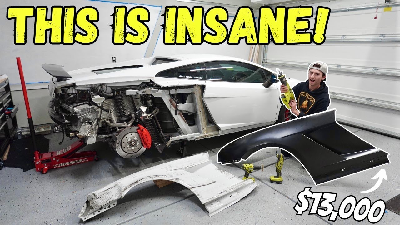 Cutting Off The Rear Quarter Panel From My Crashed Lamborghini Gallardo! Rebuild Part 7