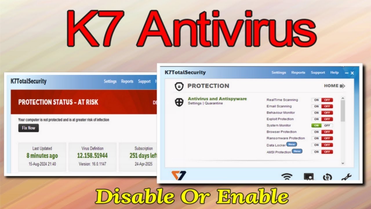 How to Disable k7 antivirus for temporarily || k7 antivirus disable Product Protection windows 11/10
