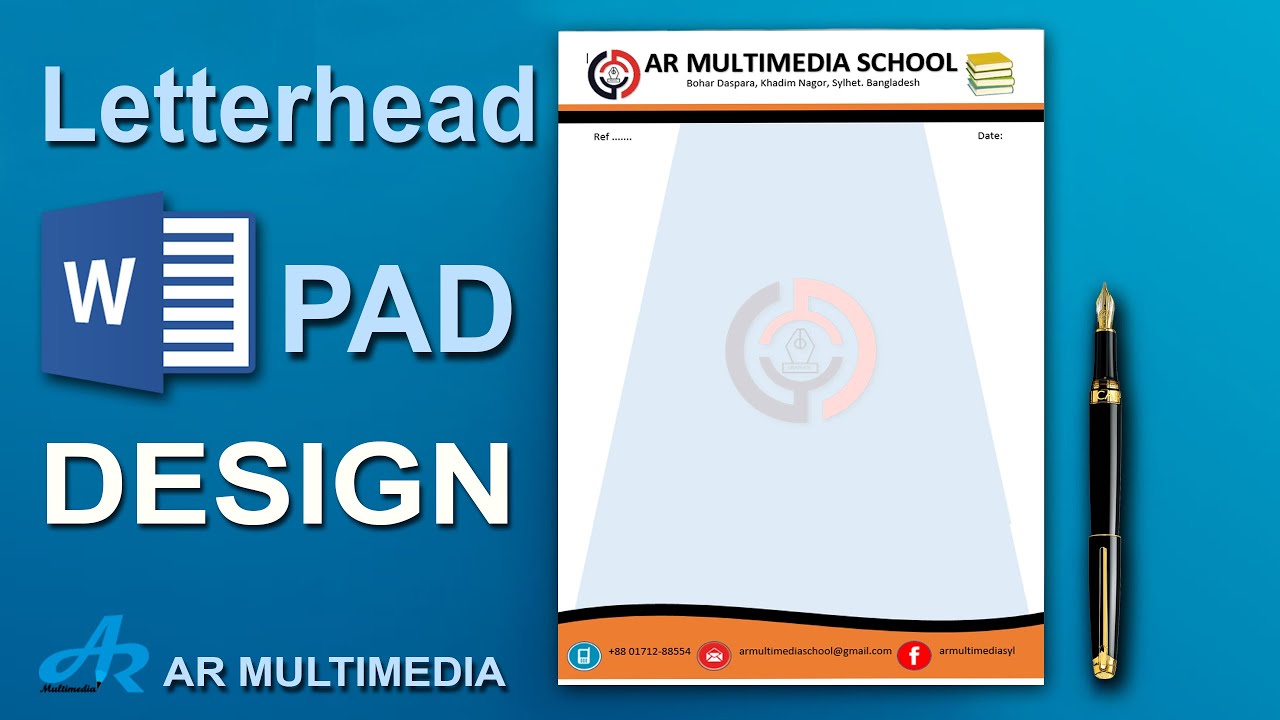 Professional Letterhead Design in MS Word 2020 Tutorial | MS Word PAD Design | letterhead design AR