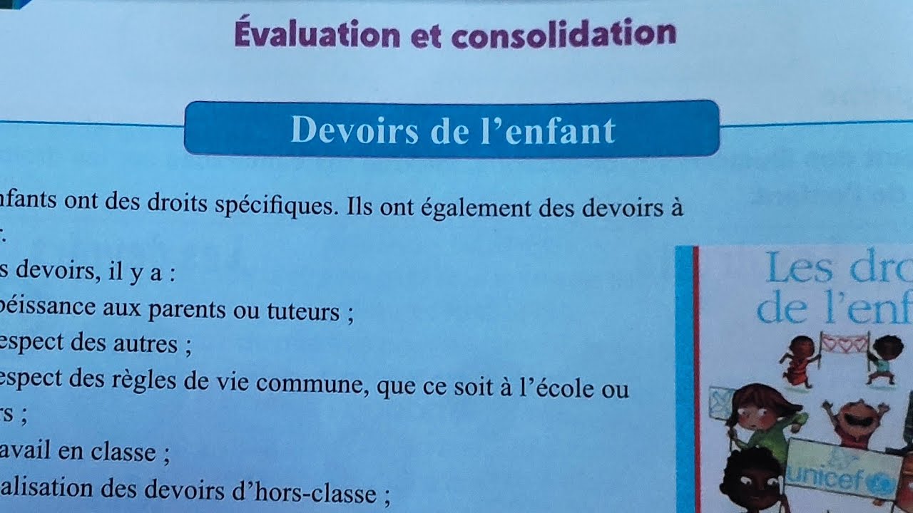 Lecture. Devoirs de l'enfant.P 72. Évaluation et consolidation.
