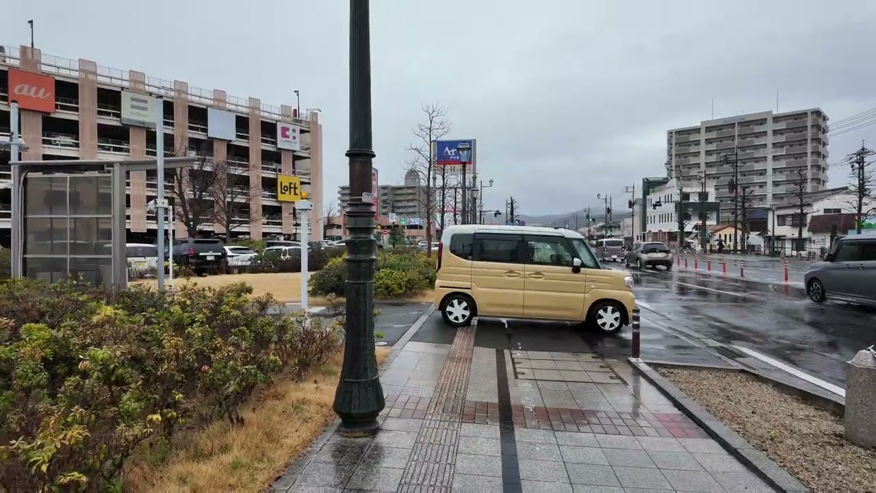 [4K] Rainy Day Walk Near Kurashiki Station