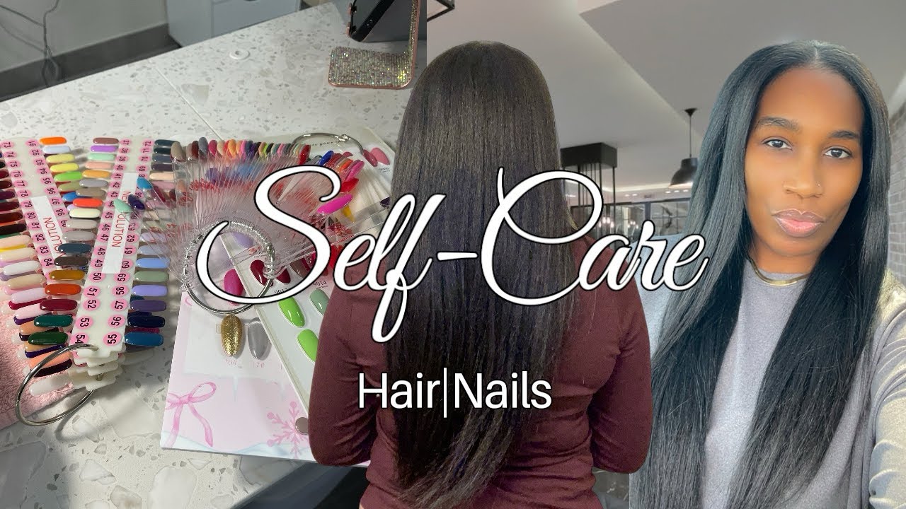 VLOG: SELF-CARE | GETTING MY NAILS DONE | FLAT IRONING MY NATURAL HAIR