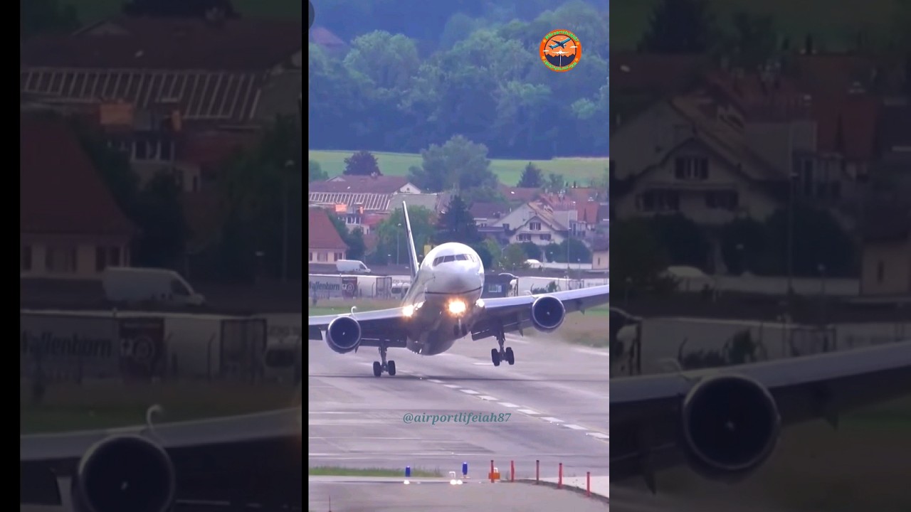 Hard Landing ?? , Boeing 767-300 , United Airlines , Zurich Airport @airportlifeiah87 @united