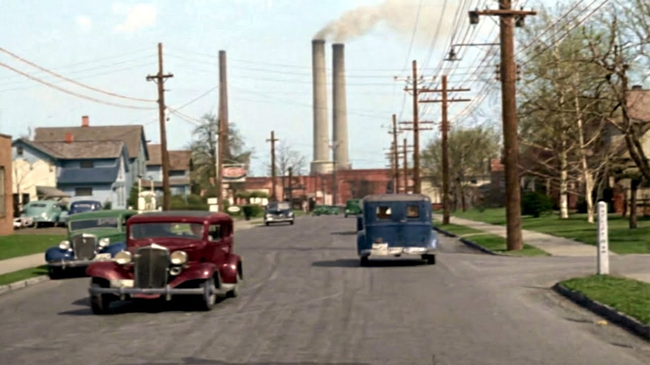 Ohio 1930s in color, Residential–Industrial Area [60fps, Remastered] Sound Design