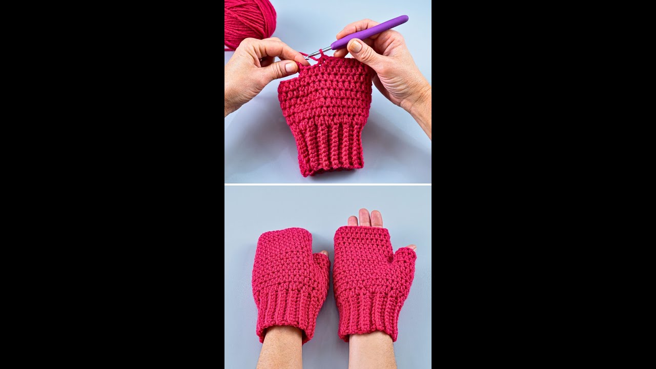 Быстрый и простой урок по вязанию крючком перчаток без пальцев! Miarti🧶