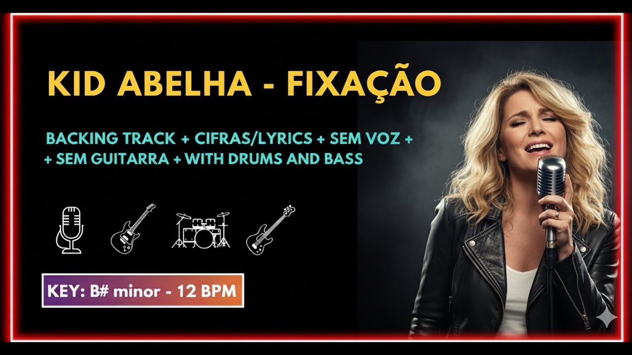 Kid Abelha - Fixa&ccedil;&atilde;o (PLAYBACK COM CIFRA, Sem Voz, Sem Guitarra e Teclado) | #cifrasfaceis #cifras