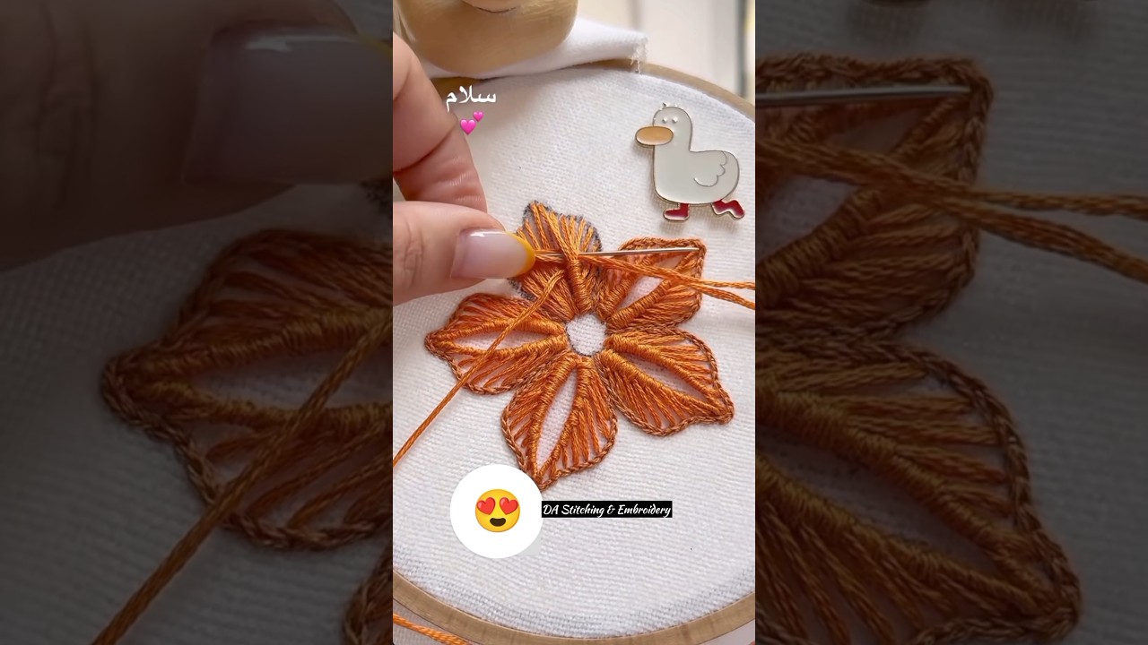 Most beautiful unique flower embroidery  #shorts #trending#stitch #ytshorts #embroidery