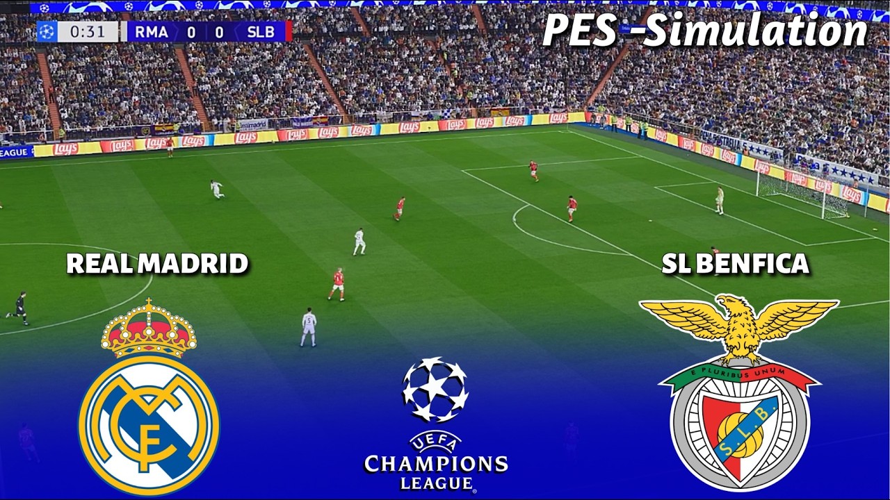Real Madrid vs SL Benfica | UEFA Champions League 2025 | PES 21 Simulation