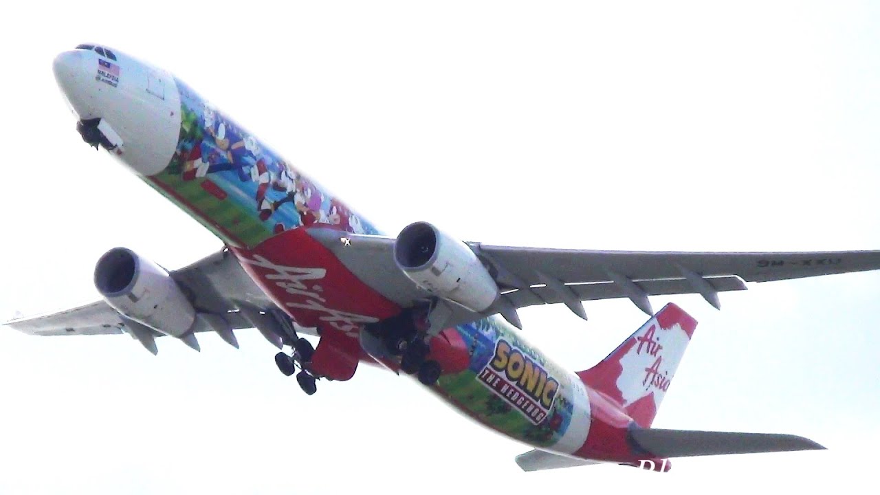 [Sonic the Hedgehog] AirAsia X Airbus A330-300 (9M-XXU) takeoff from KIX/RJBB (Osaka Kansai) RWY 06R