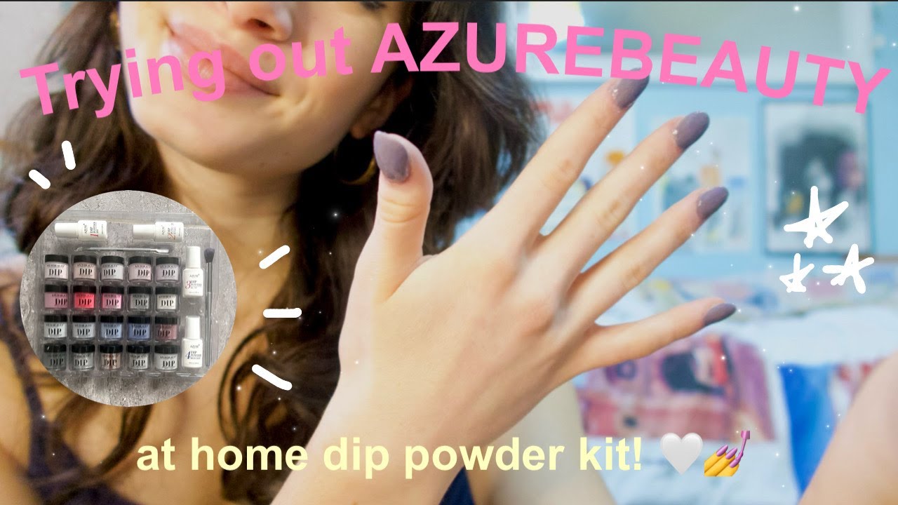Trying out the AZUREBEAUTY Amazon Dip Powder Kit || beginner tutorial and review 🤍💅