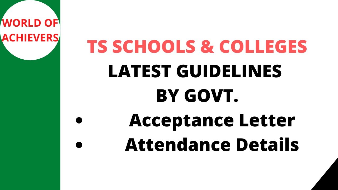 TS SCHOOLS & COLLEGES LATEST NEWS|ACCEPTANCE LETTER COMPULSORY|ATTENDANCE DETAILS|AP LATEST NEWS|TS