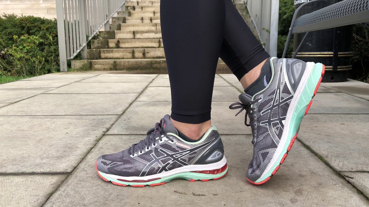 Women's ASICS GEL Nimbus 19 (Carbon/White/Flash Coral)