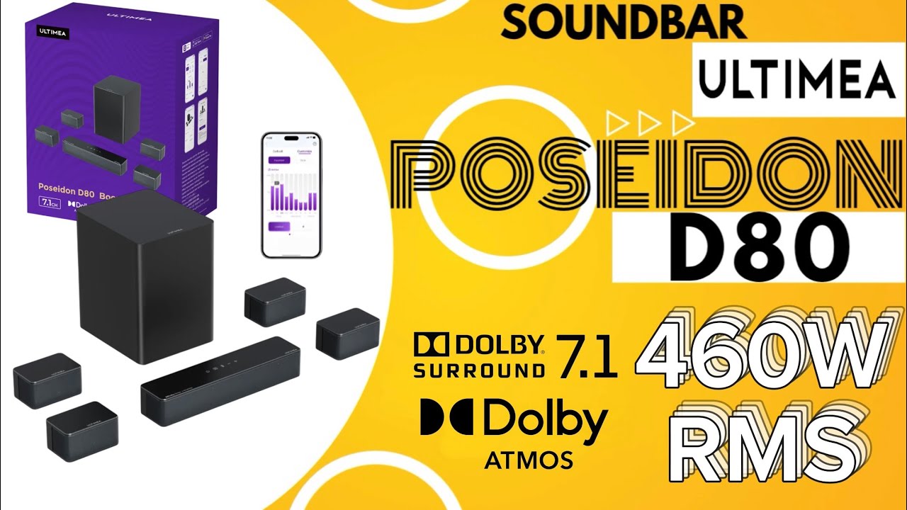 TRANSFORME SUA SALA EM UM CINEMA COM ULTIMEA POSEIDON D80 DOLBY ATMOS 7.1 460W RMS