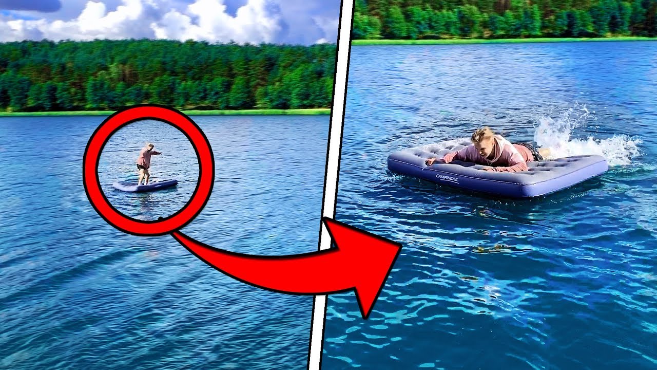 WRZUCIŁEM BRATA NA MATERACU DO JEZIORA PRANK!