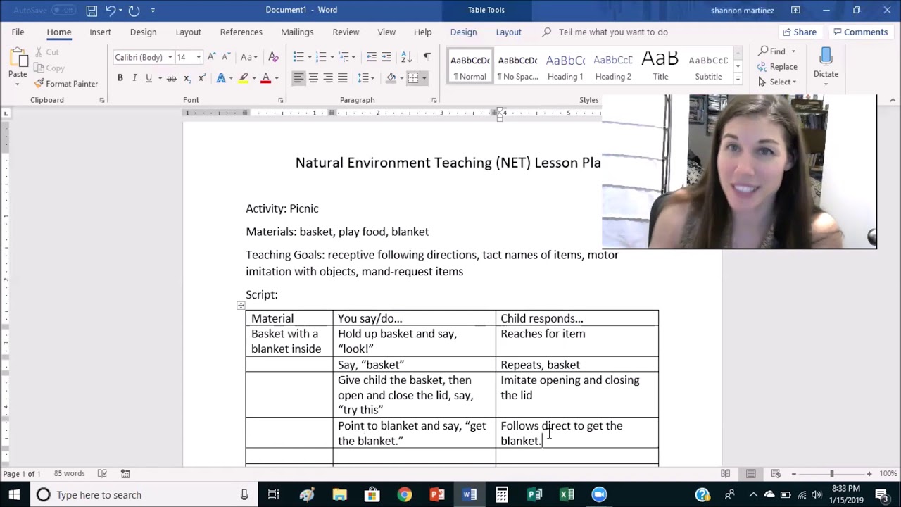 Autism: how to make a NET lesson plan