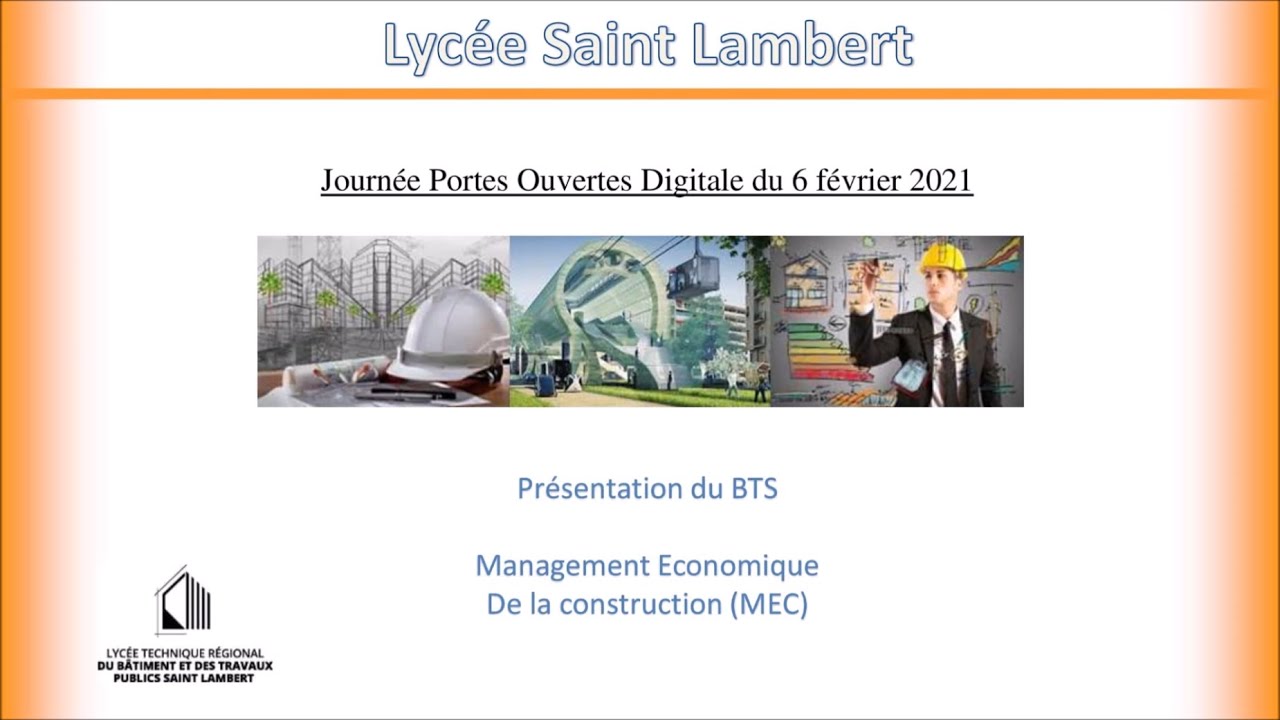 JPO Présentation BTS Management Economique de la Construction