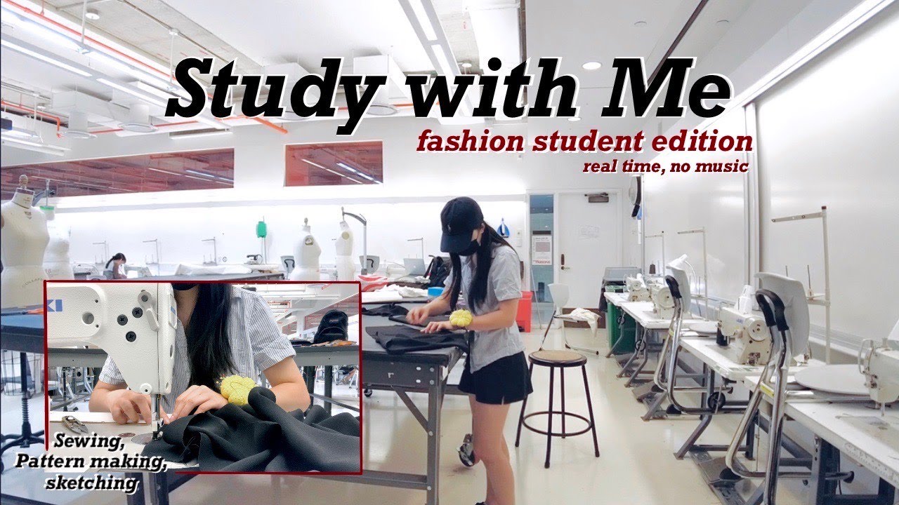 Study with Me as a fashion student | design and sew with me at school, real time, no music
