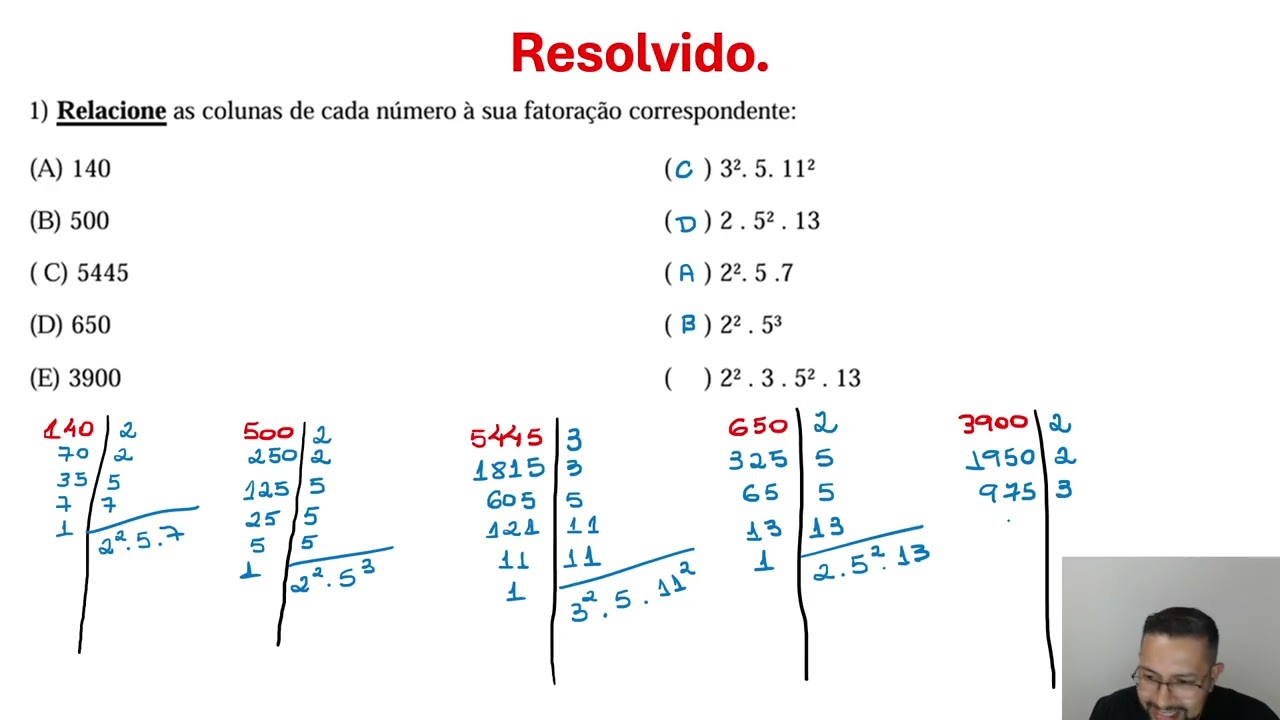 Aula 5 - 8 Ano - Decomposição em fatores primos - Exercícios