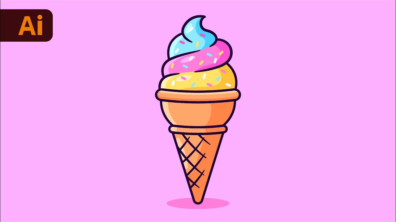 Adobe Illustrator Beginner Tutorial - Create Vector Ice Cream from Sketch (HD)