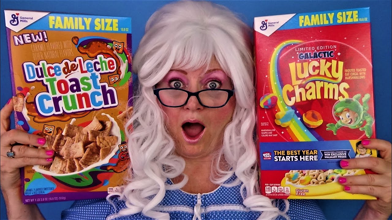Lucky Charms Toast Crunch Blueberry Cheerios Dulce de Leche Cereal Taste Test Granny McDonalds
