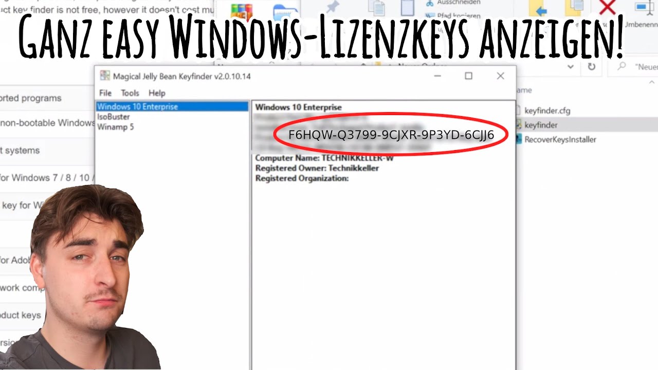 Windows 7, 8, 10, 11 Lizenzkey in 2 Min auslesen! Auch externe Festplatten