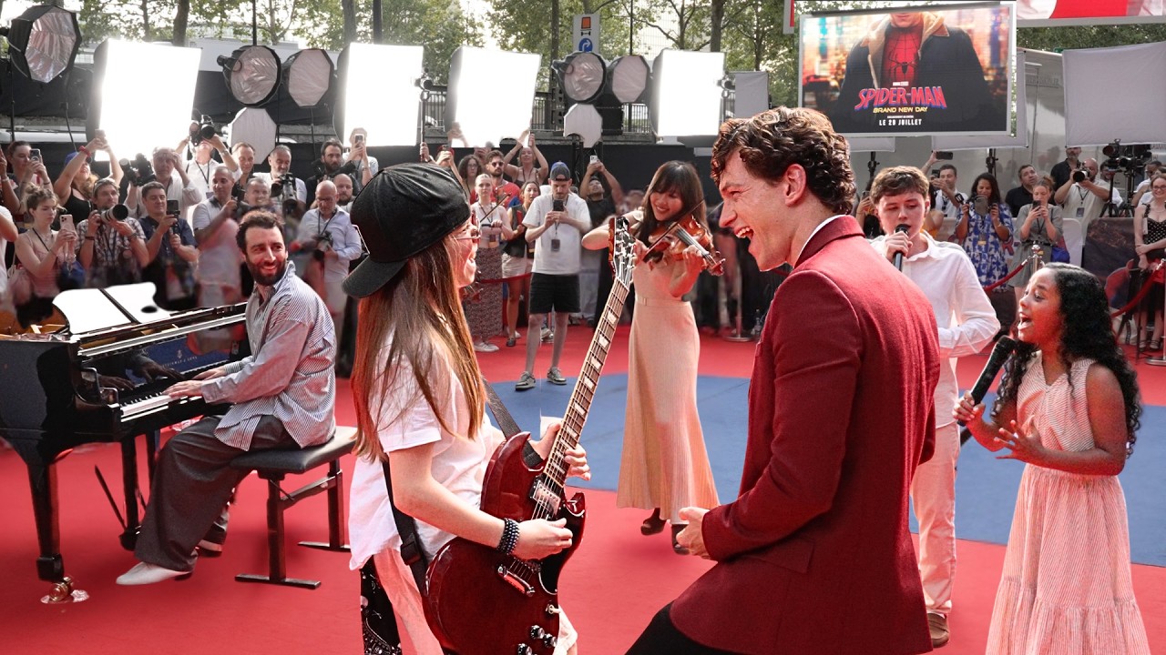 We surprised Tom Holland and Zendaya with AMAZING Titanium Flashmob at Spider-Man fan event 😍