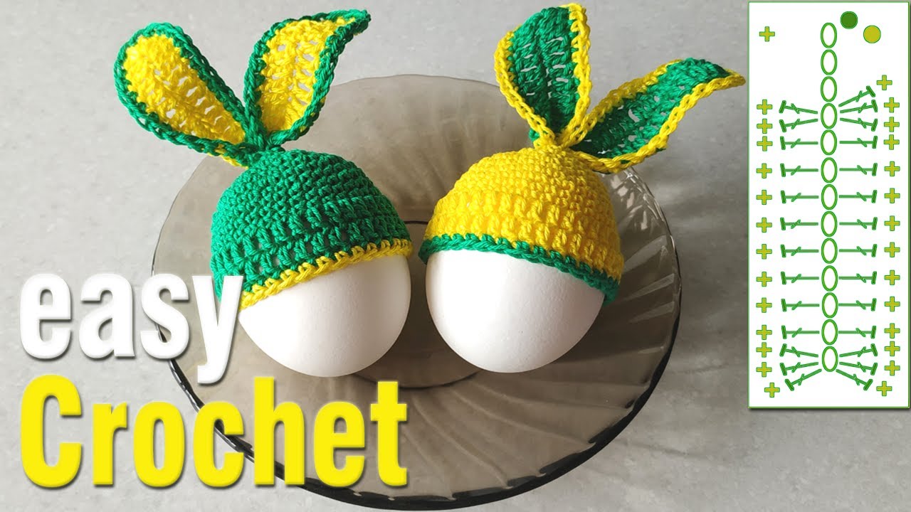 Crochet: How to Crochet Easter Bunny Hat Egg. Free egg cosy crochet pattern.
