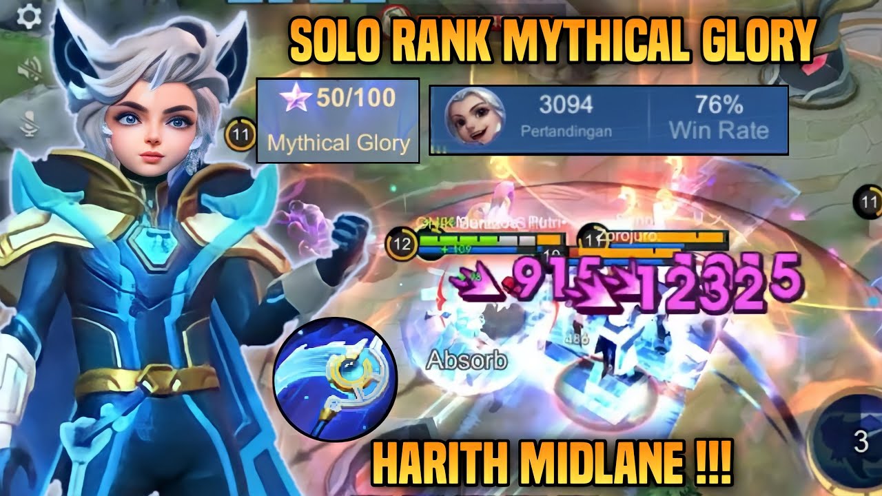SOLO RANK MYTHICAL GLORY HARITH MIDLANE ! HARITH Surzz AS 3000 MATCH ! HARITH TOP 1 GLOBAL - MLBB