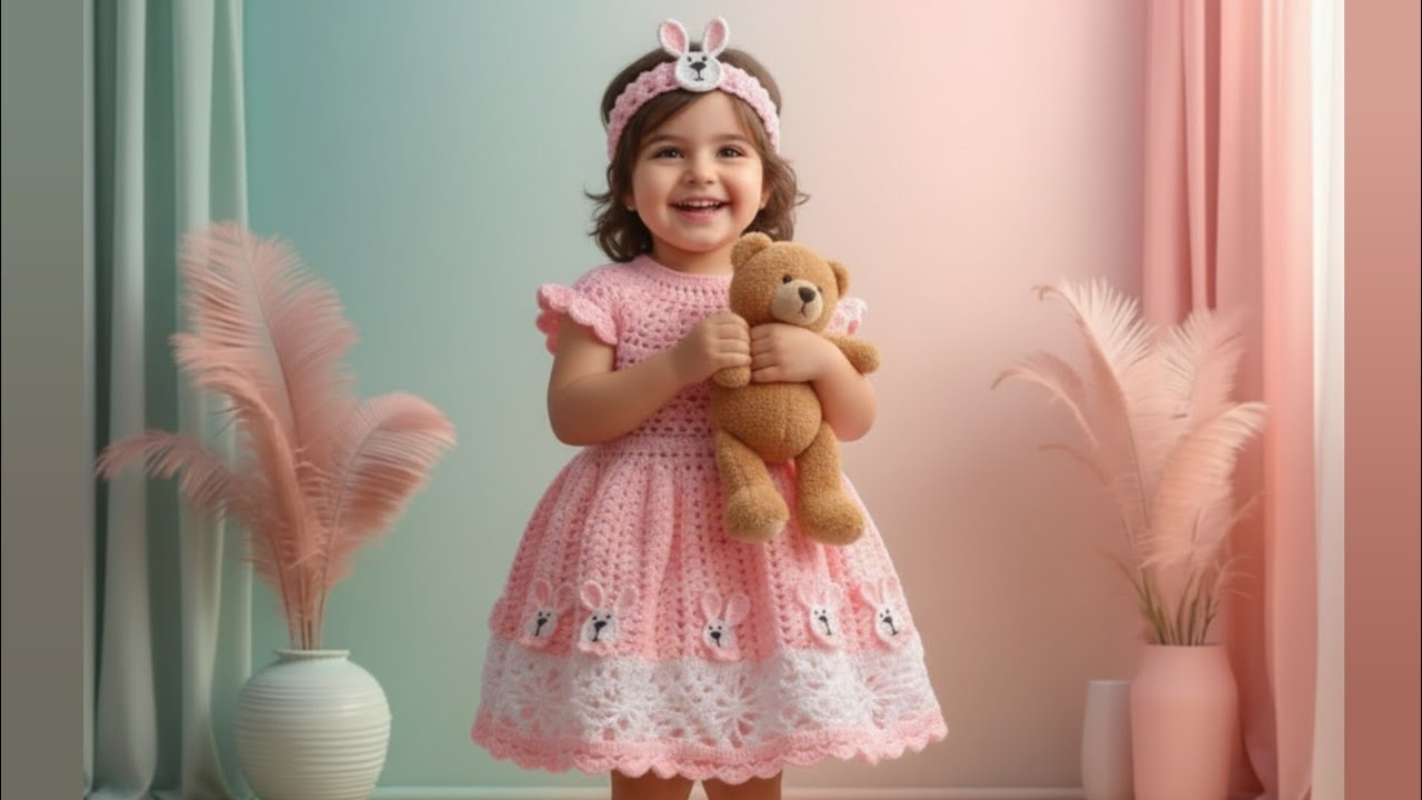 Crochet beautiful frock girls/06 months to 6years.....