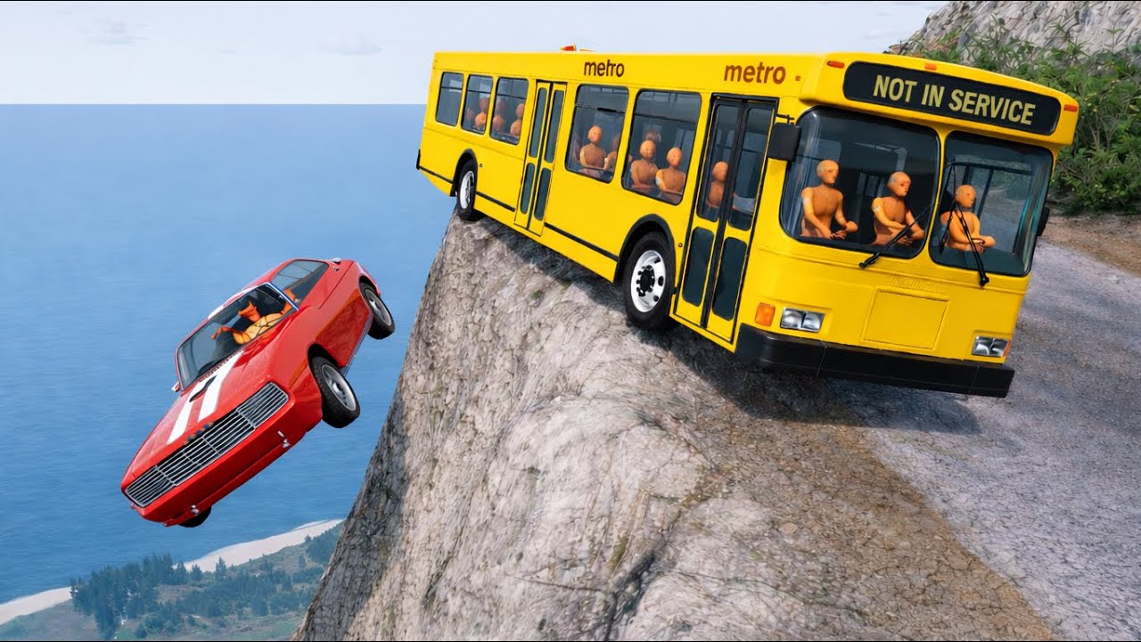 BeamNG.drive | Most Dangerous Bus Driving on Cliff 😱🔥 #205 - High-Risk Ride ❕