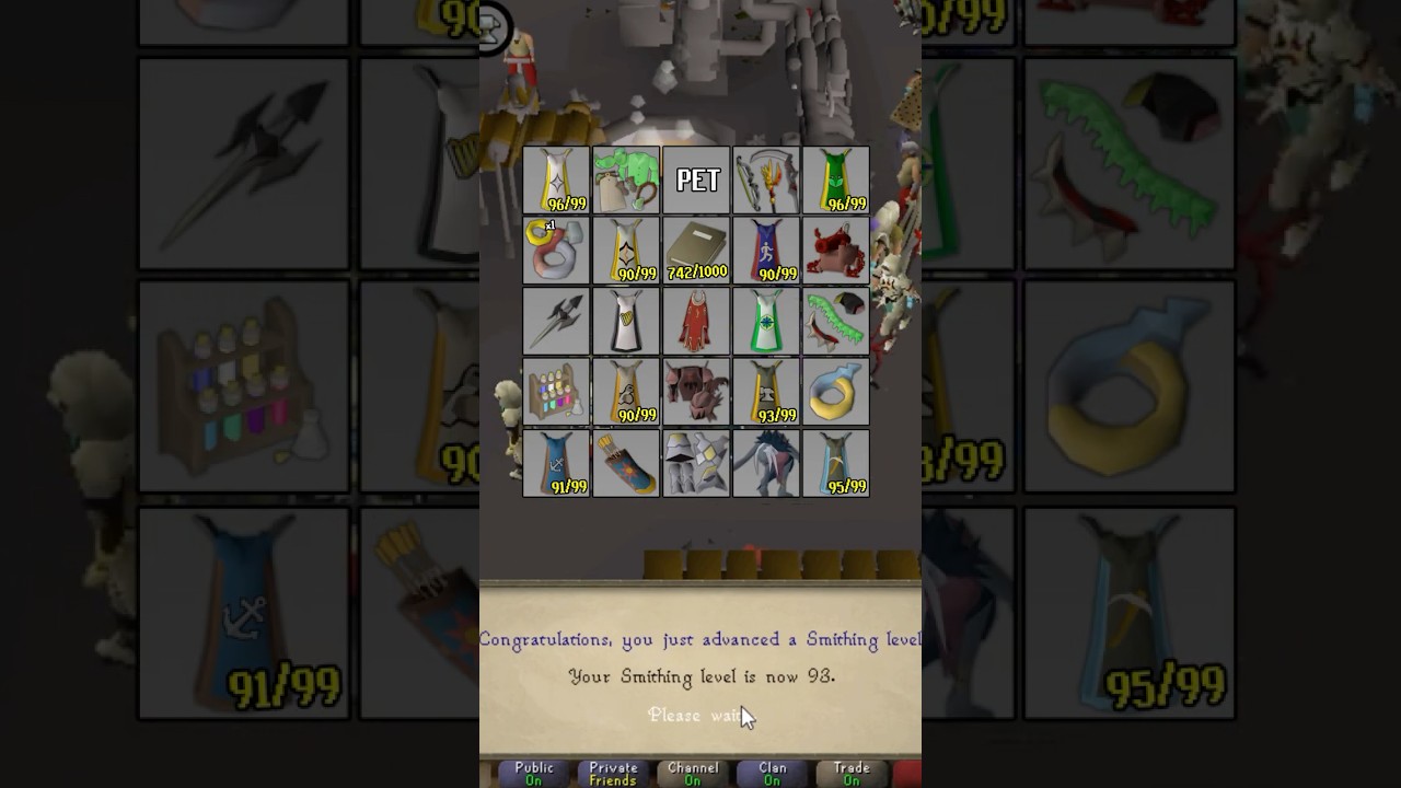 93 уровень кузнечного дела на моём персонаже Ironman в OSRS! 