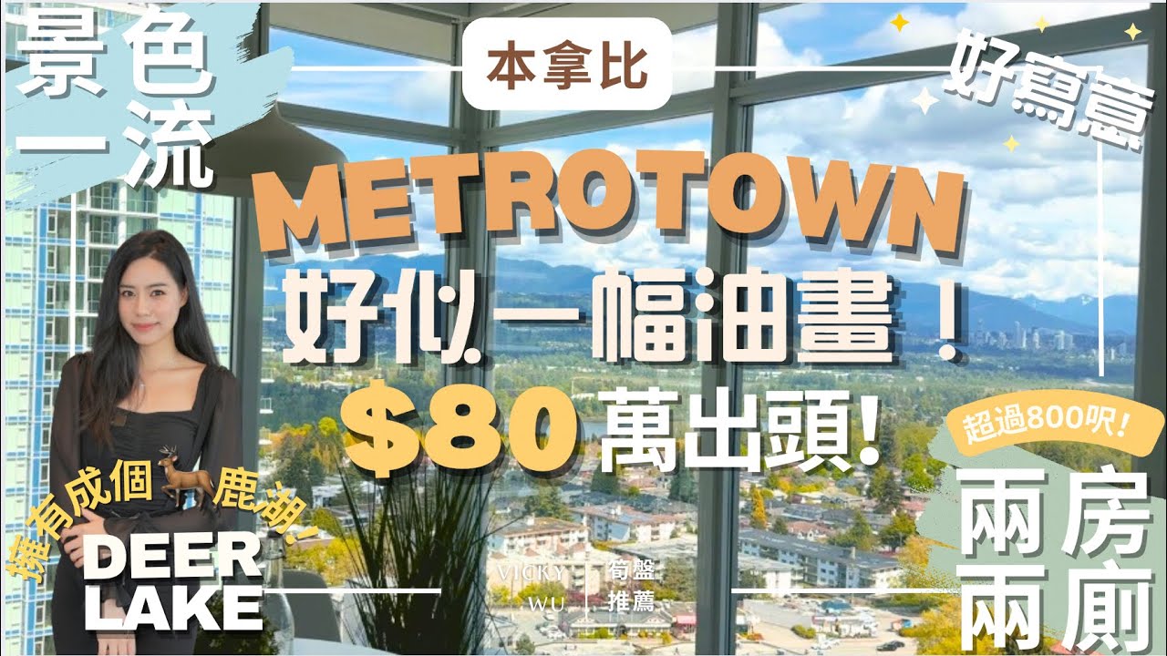 本拿比精美2房2廁🔥景色好似一幅水彩畫！只需$80萬出頭！千萬別錯過 Metrotown Bonsor 社區中心｜卡拉OK｜游泳池｜保齡球｜Met by Concord Pacific｜ 中文字幕