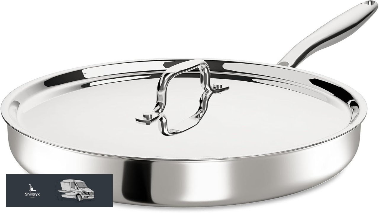 12 Inch Tri Ply Stainless Steel Frying Pan Frying Pan with Lid PFOA PTFE