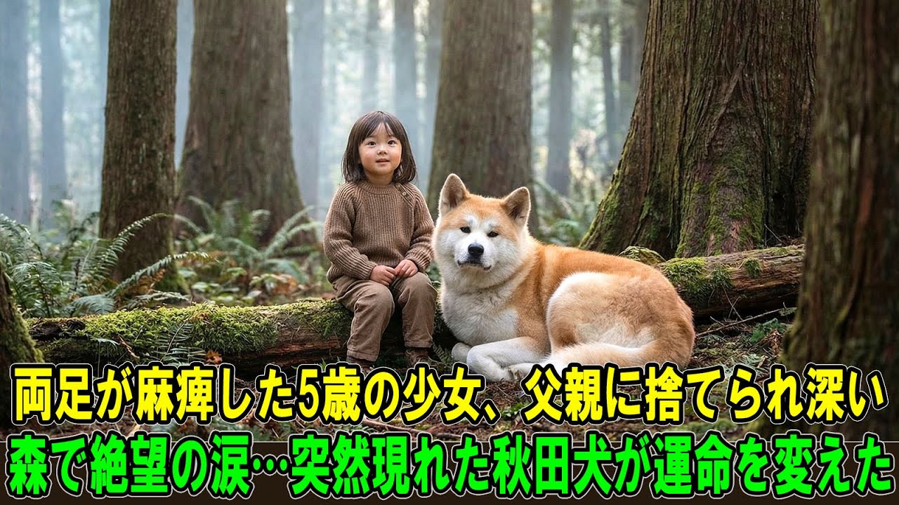 【奇跡の実話】両足が麻痺した5歳の少女が、冷酷な父親によって人里離れた深い森に捨てられた…絶望の叫び声を上げて泣き続けるその瞬間、1匹の秋田犬が突然姿を現した…