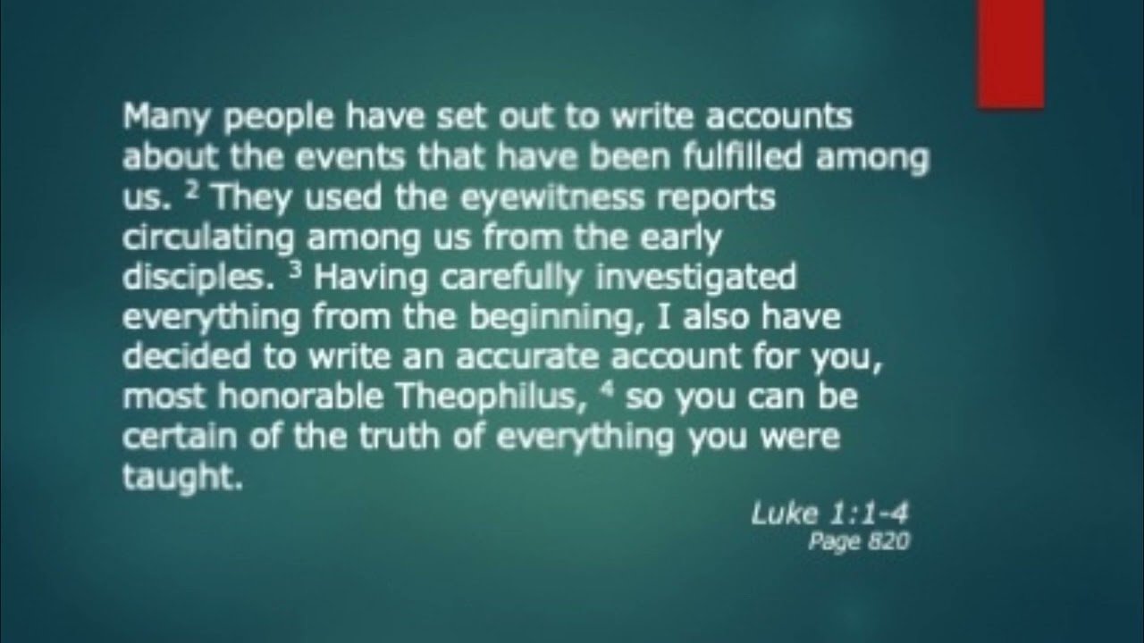 [Luke 1:1-4] 4 January 2026 Grace Bible Fellowship Sunday Service
