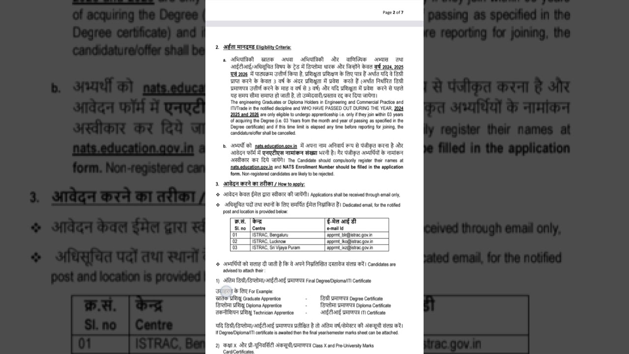 ISRO ISTRAC Apprentice Training 2026