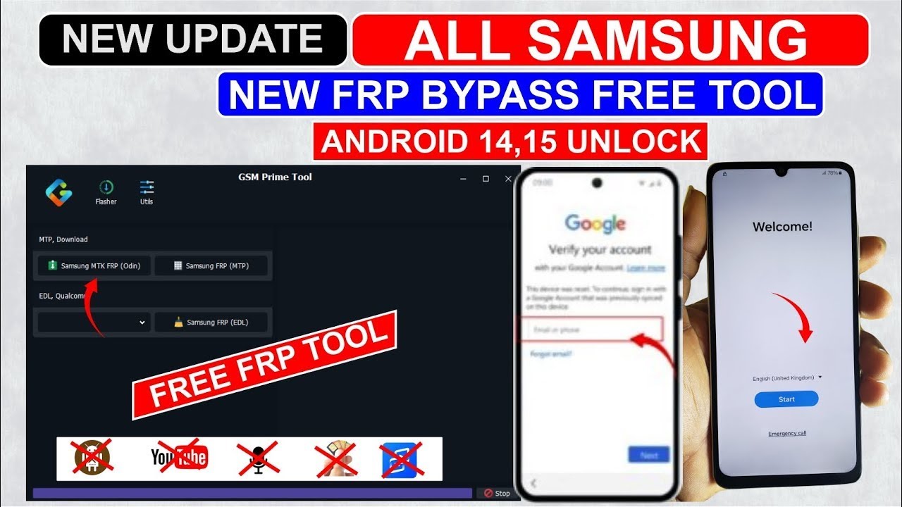 All Samsung FRP Bypass Free New Tool 2025 🔥GSM Prime Tool Google Account Unlock Hot Update💯FRP Too