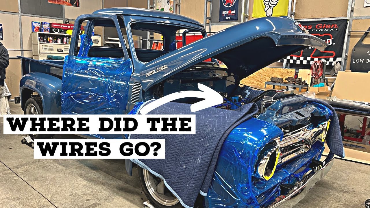 ENGINE BAY WIRE TUCK: 1953 Ford F100 351 Windsor/ Crown Vic Front End Swap