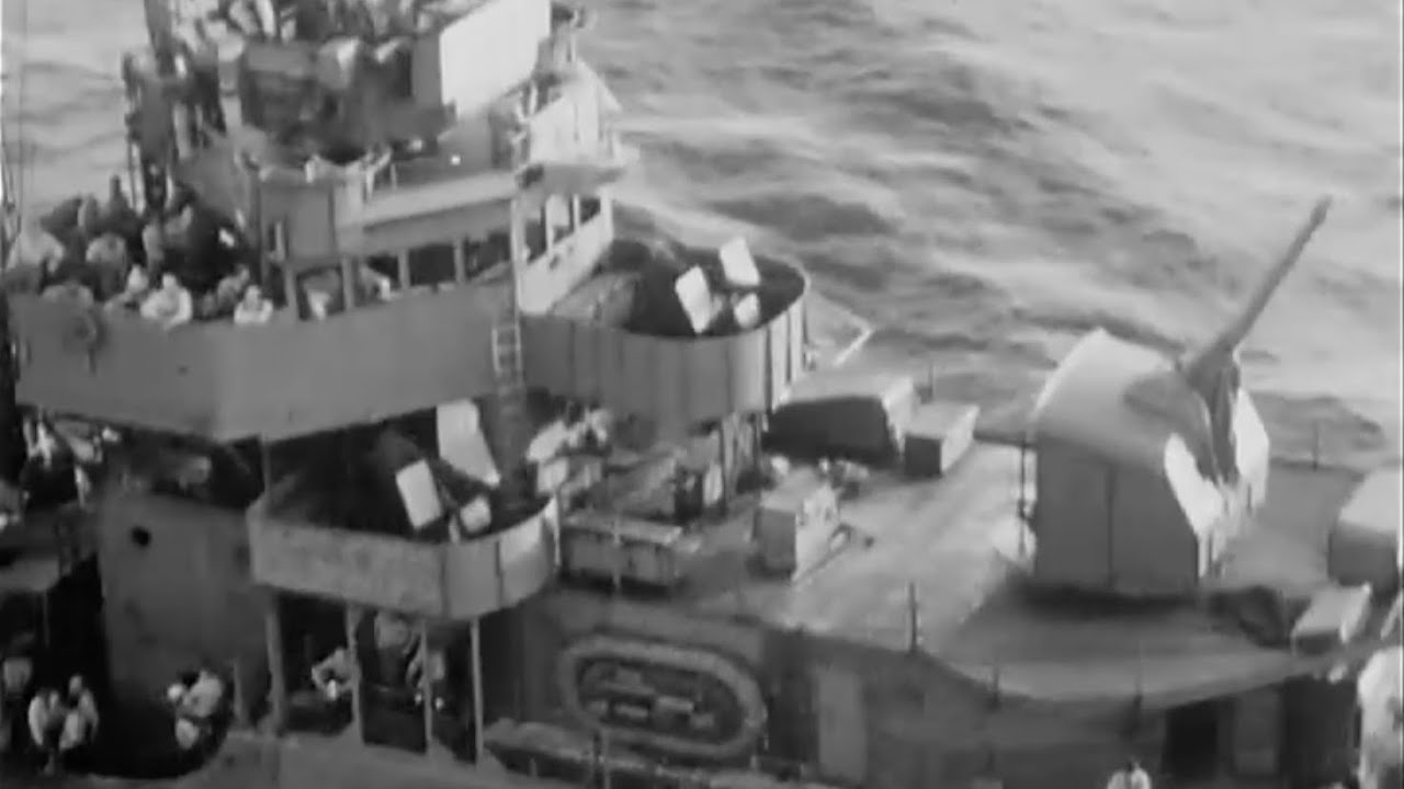 USS Hull (DD-350) refueling from USS New Jersey (BB-62), April 20, 1944 -Footage